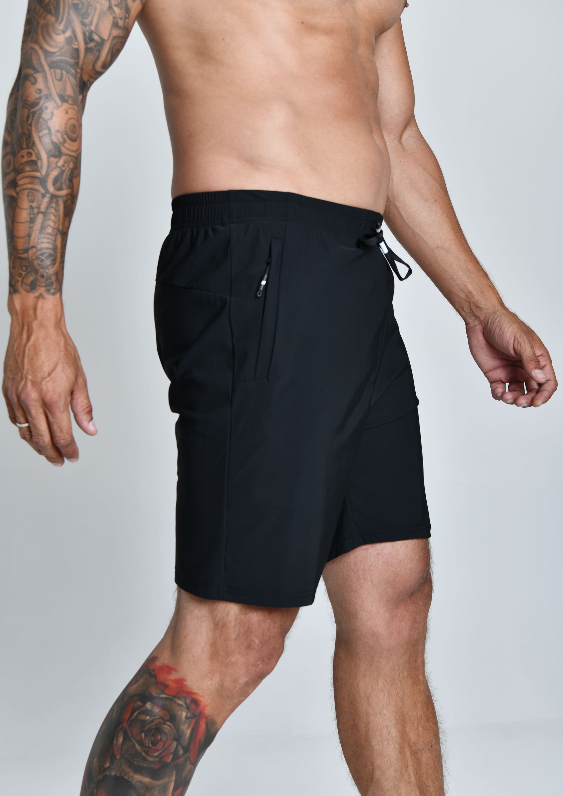 BERMUDA TECH FLEX™ | BERMUDA MASCULINA ACADEMIA TACTEL COM ELASTANO BOLSOS COM ZÍPER | SHORTS DE ALTA QUALIDADE | TABUAD
