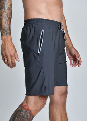 BERMUDA TECH FLEX™ | BERMUDA MASCULINA ACADEMIA TACTEL COM ELASTANO BOLSOS COM ZÍPER | SHORTS DE ALTA QUALIDADE | TABUAD