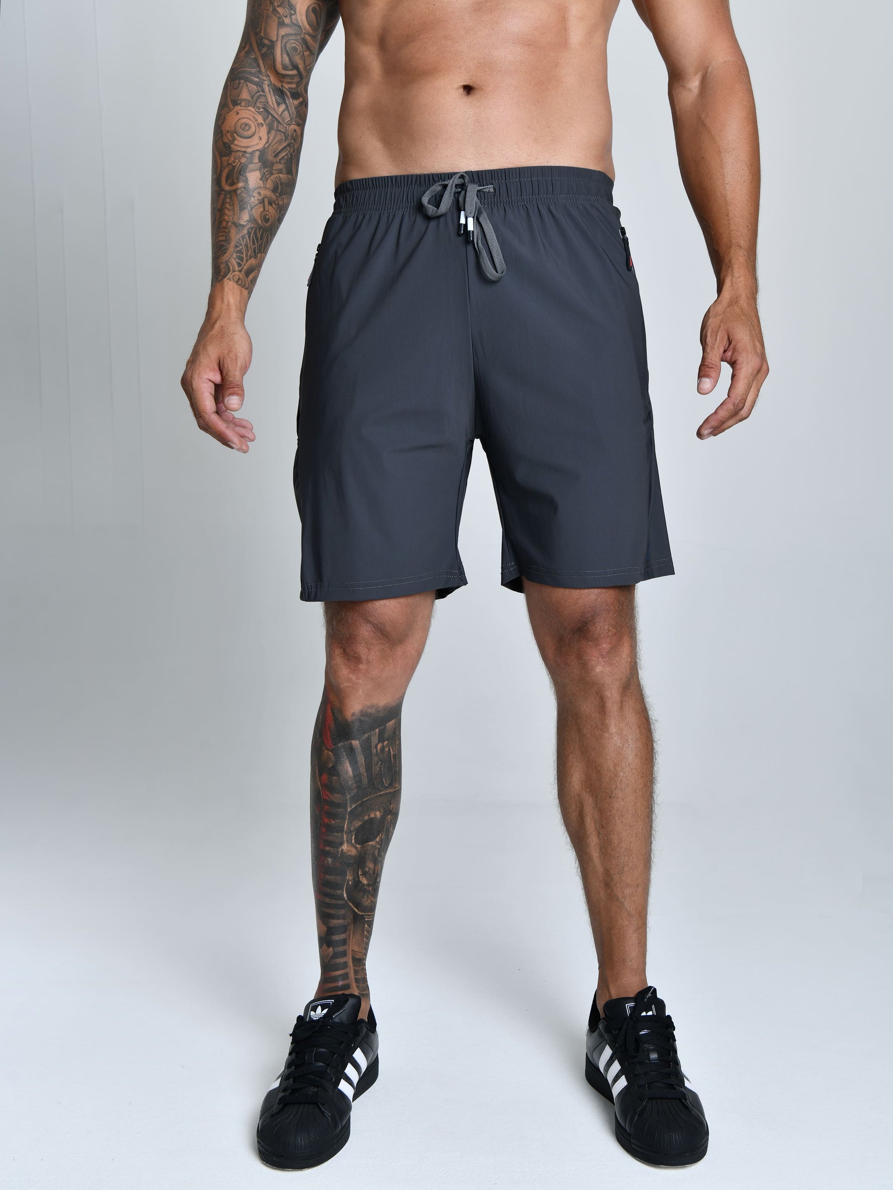 BERMUDA TECH FLEX™ | BERMUDA MASCULINA ACADEMIA TACTEL COM ELASTANO BOLSOS COM ZÍPER | SHORTS DE ALTA QUALIDADE | TABUAD